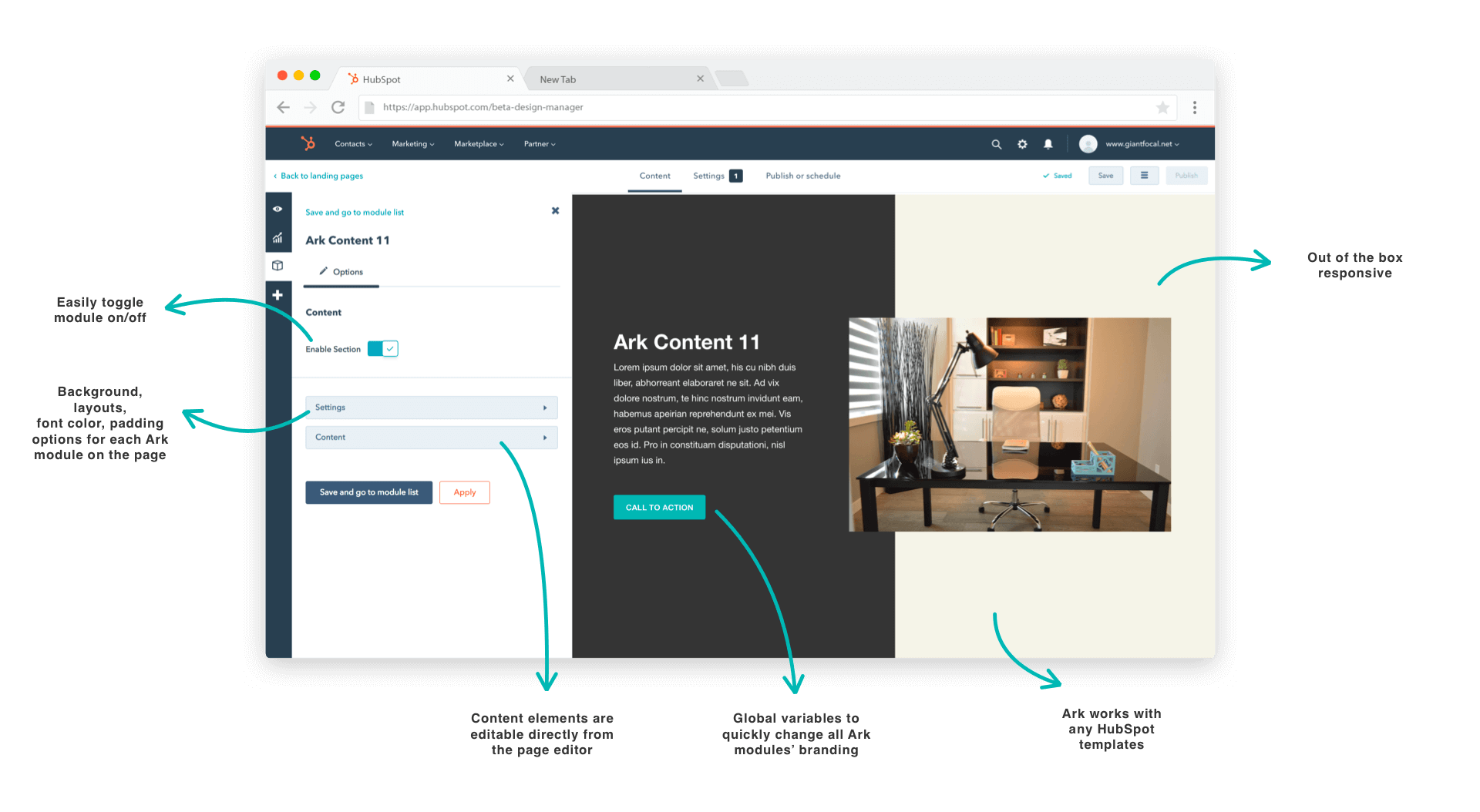 Ark HubSpot modules Features