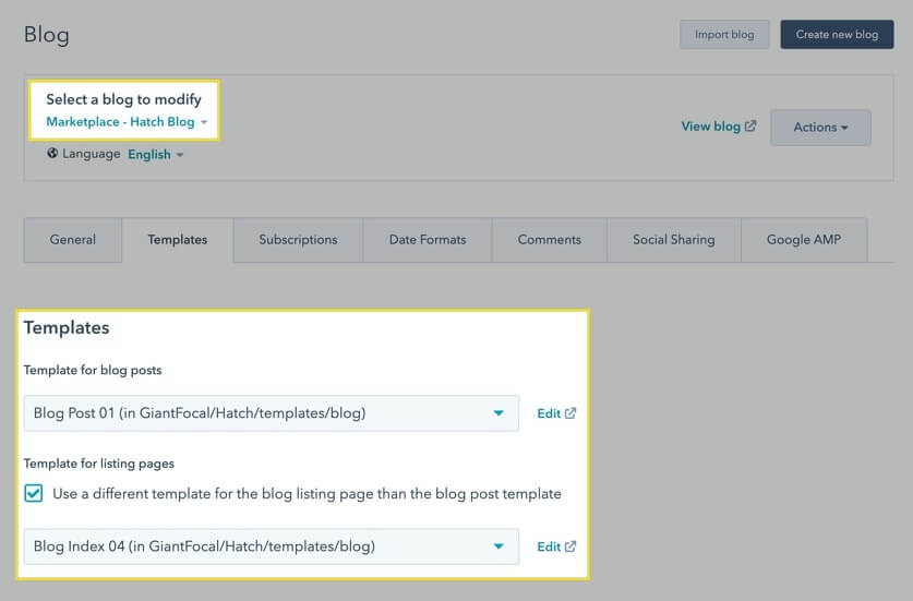 How to swap HubSpot blog templates