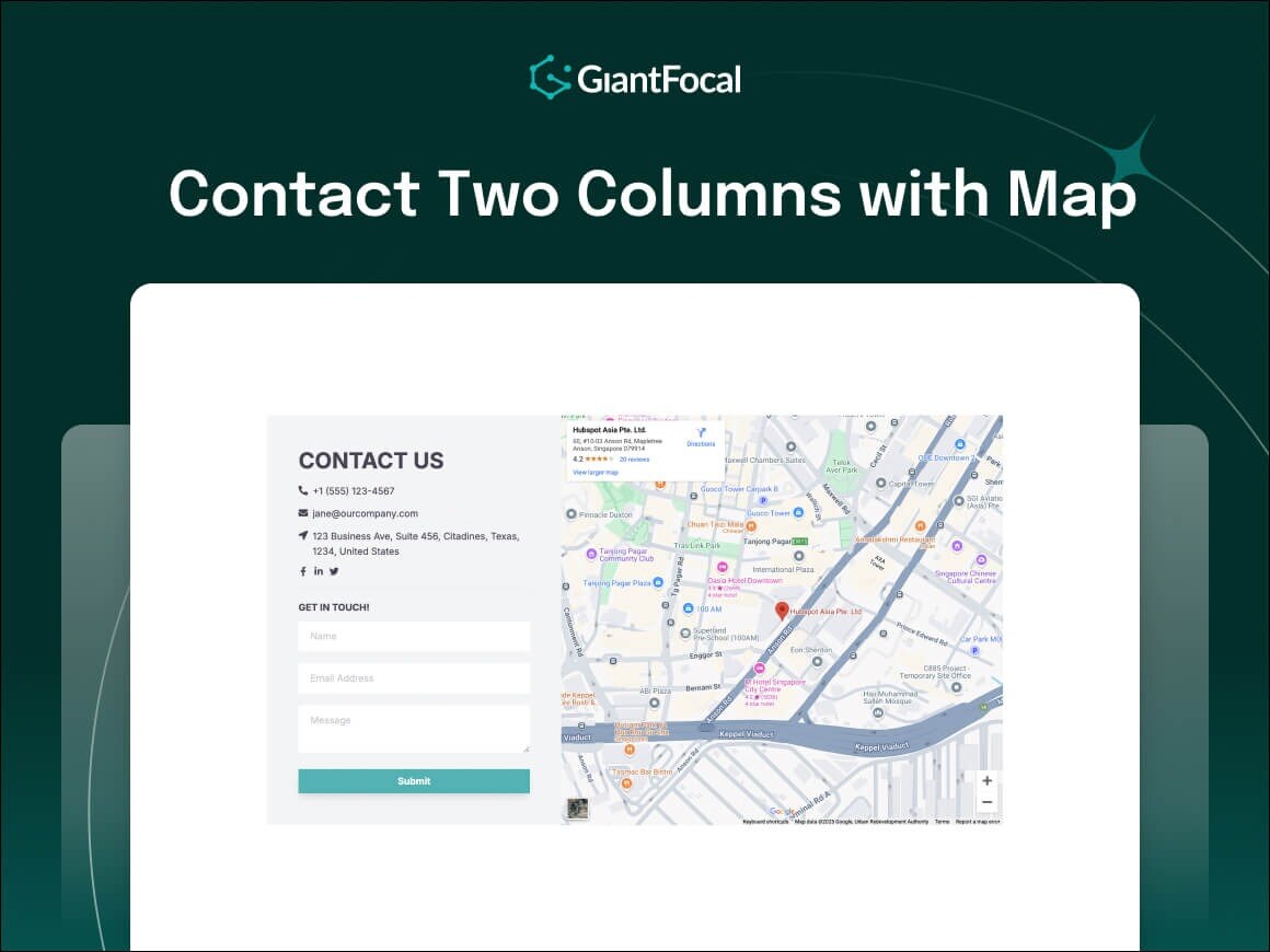 Contact Two Columns with Map