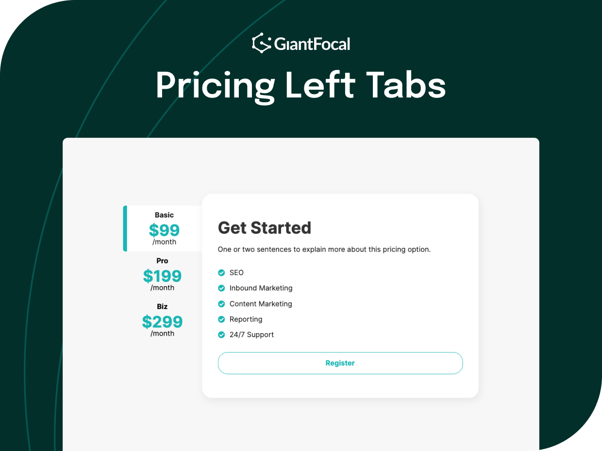 Pricing Left Tabs