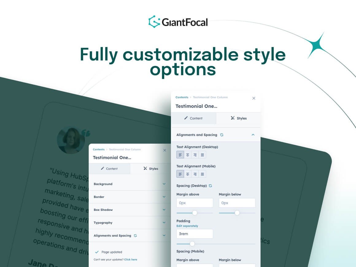 Fully customizable style options